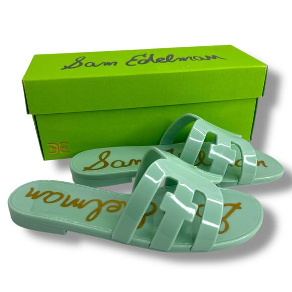 NEW Sam Edelman Mint Jelly Sandals Size 6 Green Blue Seafoam Slides Flats NWT - Picture 3 of 10